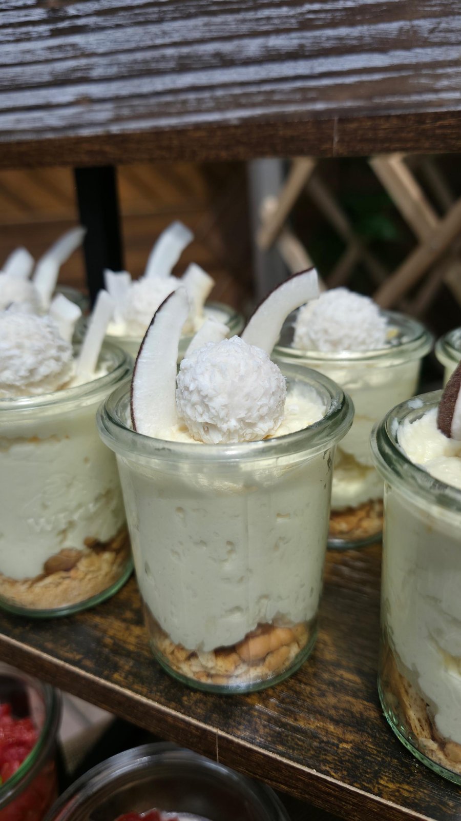Kokos-Dessert in Nahaufnahme